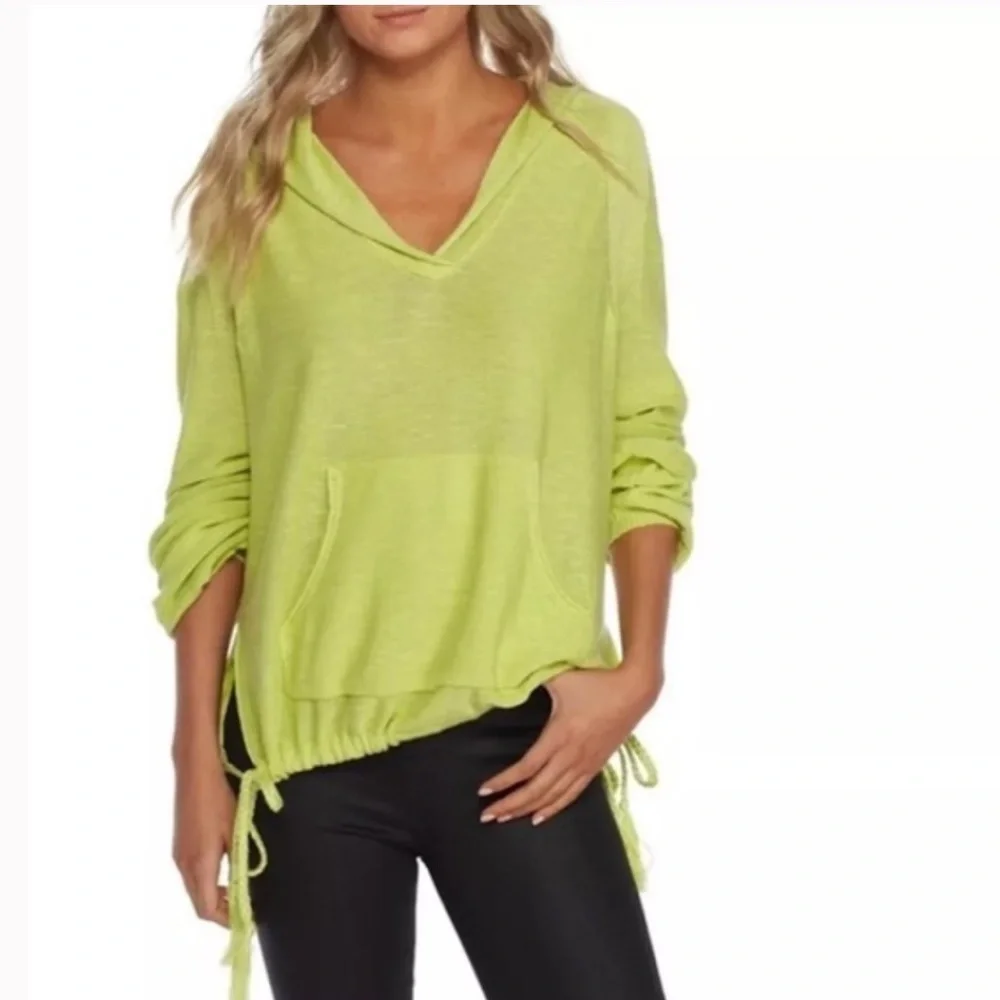 Free People Optimistic Linen Blend Sweater Lime Green Size XS